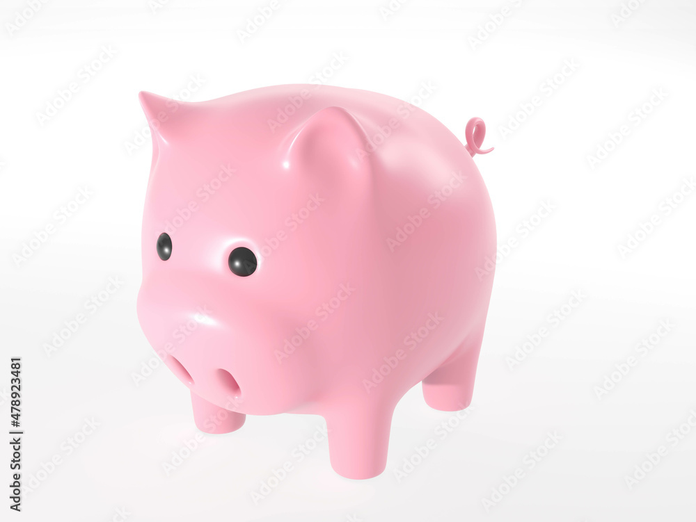 Financial, savings and business concept with a piggy bank or money box on background.  3d illustration.