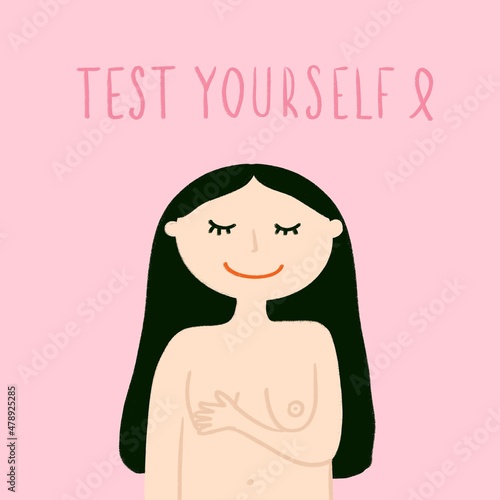 Woman breast cancer prevention illustration photo