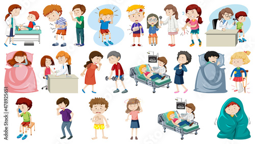 Wallpaper Mural Set of sick people with different symptoms Torontodigital.ca