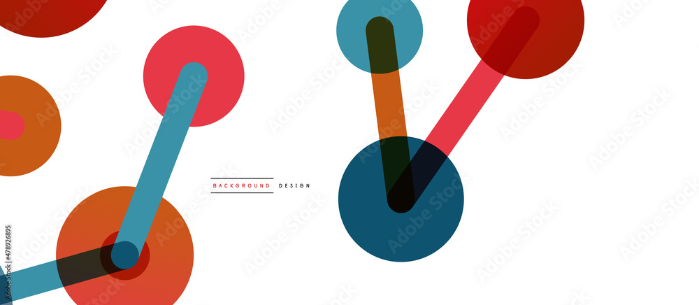 Line points connections geometric abstract background. Circles connected by lines. Trendy techno business template for wallpaper, banner, background or landing