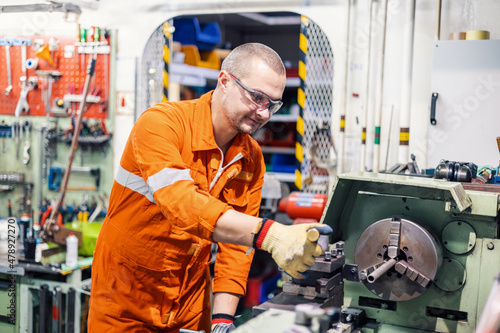 mechanic in engine room worshop