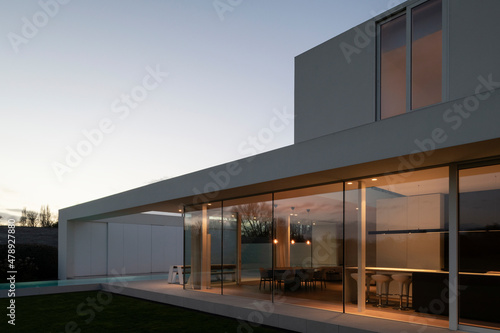 residential house at dusk