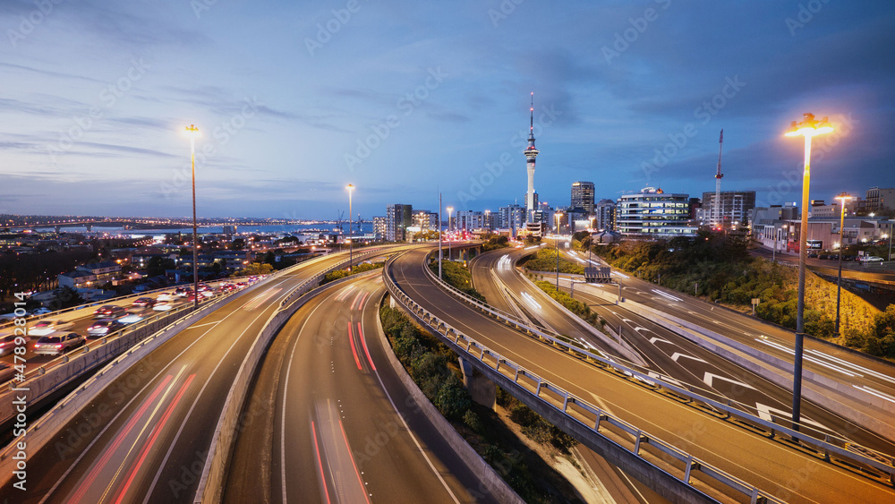 Motorway overpasses leading to a city centre. Motorway overpasses leading to a city centre.