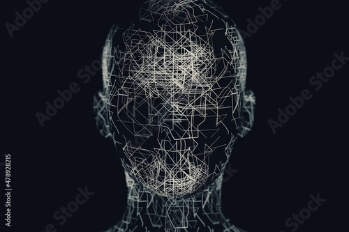 Lines in a head representing artificial intelligence photo