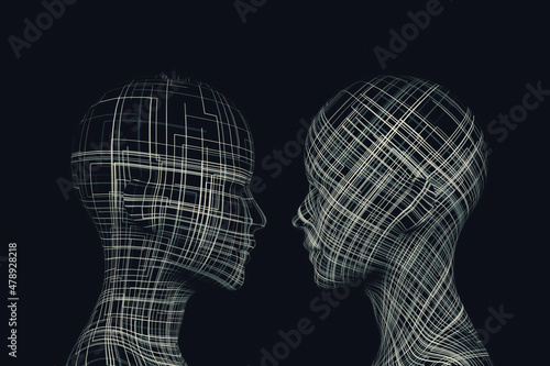 Two heads representing artificial intelligence