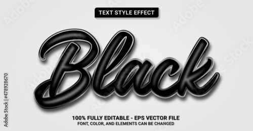 Text Style with Black Color Theme. Editable Text Style Effect.