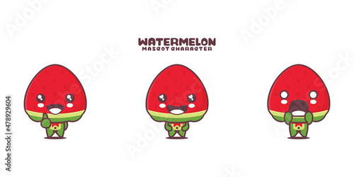 vector watermelon cartoon mascot  with different expressions