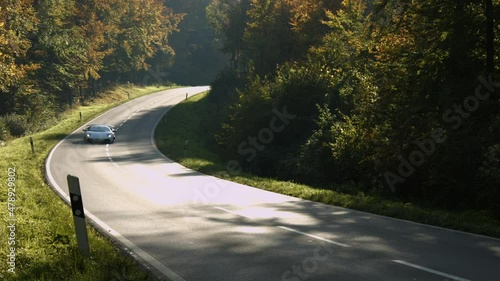Lamborghini on the road in autumn photo