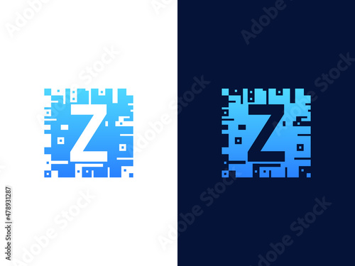Initial letter Z and chip card vector logo design