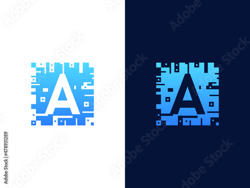 Initial letter A and chip card vector logo design