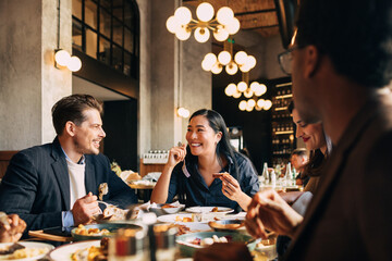 Business People Having Lunch in Restaurant 