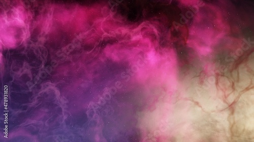 nebula gas cloud in deep outer space, science fiction illustrarion, colorful space background with stars 3d render