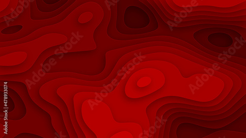 Abstract red seamless vector background with waves. Abstract papercut and multi layer cutout geometric pattern 3d papercut background. Abstract soft white background with waves, textured Papercut