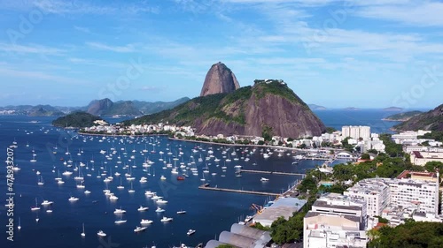 Panoramic aerial view of Rio de Janeiro Brazil. International travel landmark. Vacation destination photo