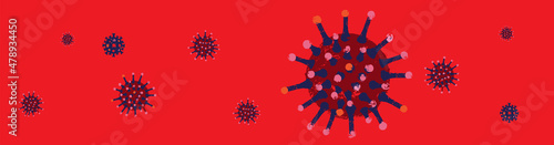 Abstract Corona Virus Red Wide Banner Illustration