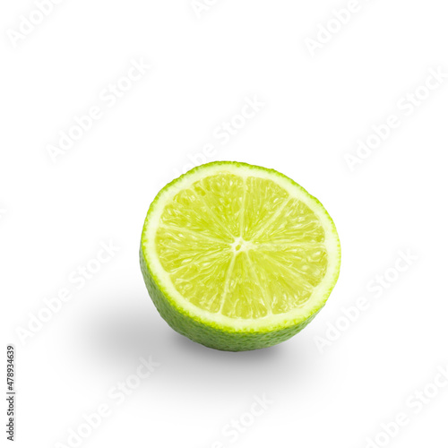 Half ​​Lime on a white background with copy space.