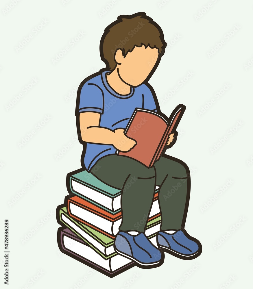Children Reading A Book Cartoon Graphic Vector Children Reading A Book Cartoon Graphic Vector