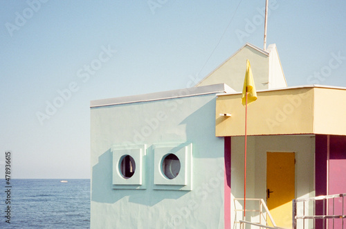 Lifeguard guardhouse in soviet style architecture  photo