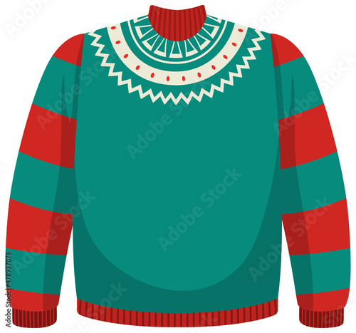 Christmas sweater in cartoon style isolated