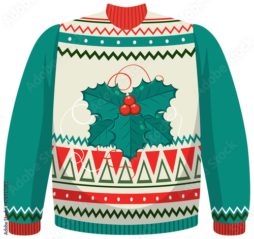 Christmas sweater with christmas berries pattern