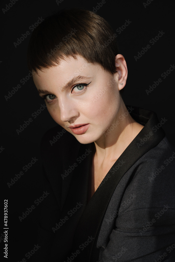 Woman With Short Hairstyle Studio Portrait Woman With Short Hairstyle Studio Portrait
