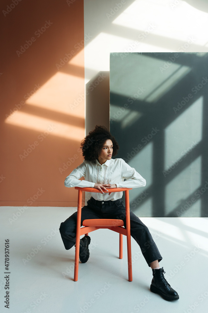 Studio portrait of beautiful African American woman. Studio portrait of beautiful African American woman.