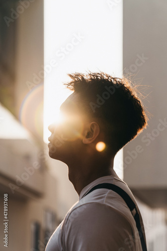 Abstract concept portrait of a man with light