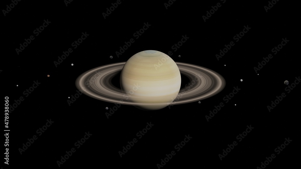 Saturn Planet realistic illustration. 8k resolution space wallpaper
