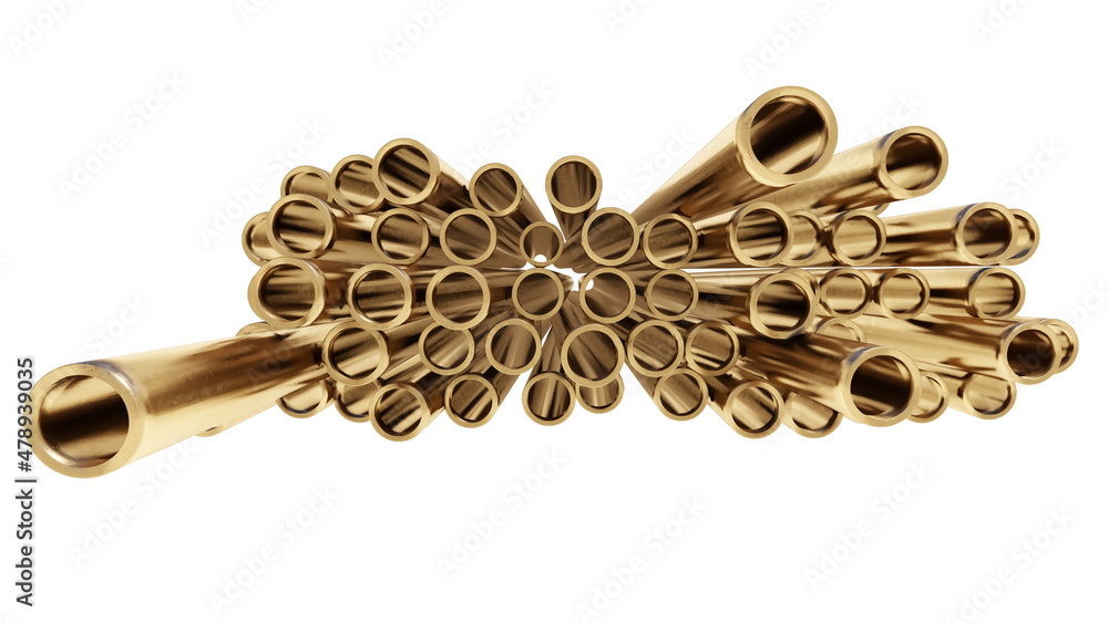 Background of pipes bronze brass metal 3d image round shape engineering profile spout Background of pipes bronze brass metal 3d image round shape engineering profile spout