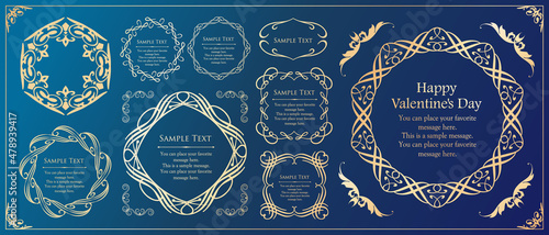 バレンタインデーのフレームデザイン。豪華でエレガントな装飾。アンティーク。ビンテージ。ゴージャス。エレガンス。