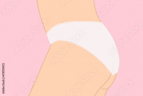 Woman body wearing white panties  photo