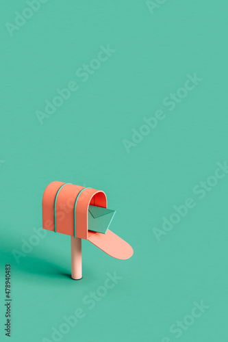 cartoon-style Mailbox with a letter. 3d render 
