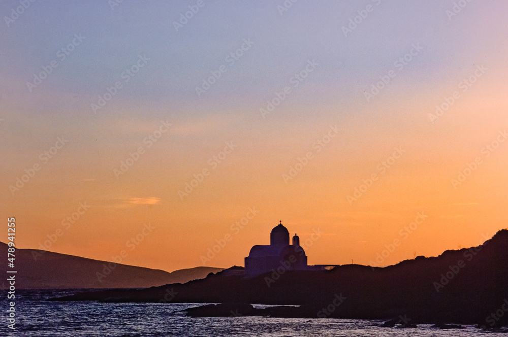 small church on the island of amorgos, cyclades, greece