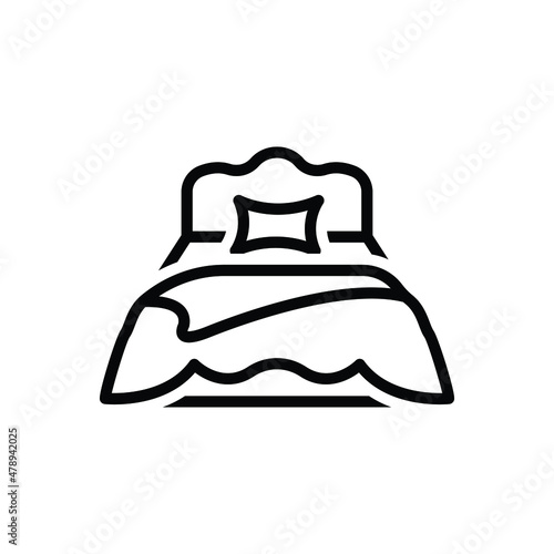 Black line icon for bedding