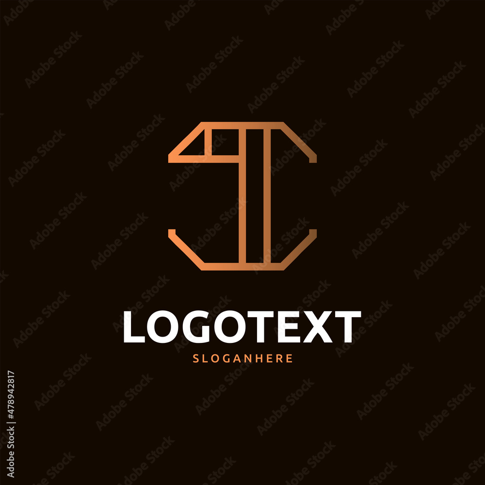 I letter golden logo abstract design on dark color background. I alphabet logo I letter golden logo abstract design on dark color background. I alphabet logo