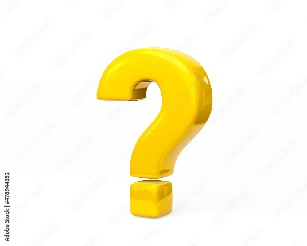 Yellow question mark 3d icon of confusion why graphic concept or faq problem solution symbol and help information answer advice isolated on white background with support assistance asking flat design. Yellow question mark 3d icon of confusion why graphic concept or faq problem solution symbol and help information answer advice isolated on white background with support assistance asking flat design.
