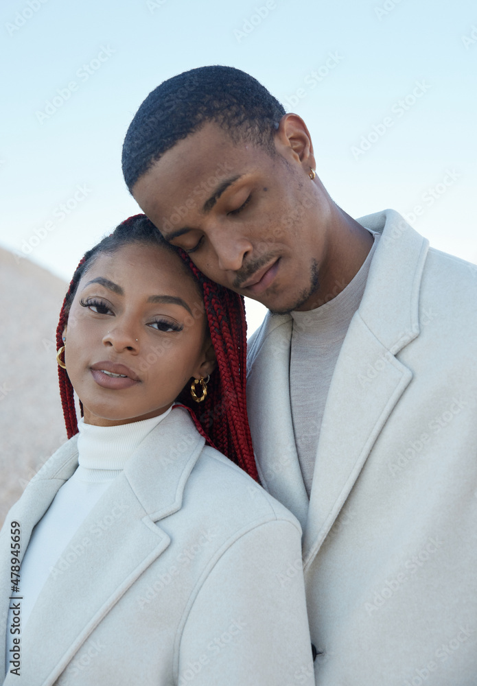 Portrait of a couple the man rest on her Portrait of a couple the man rest on her