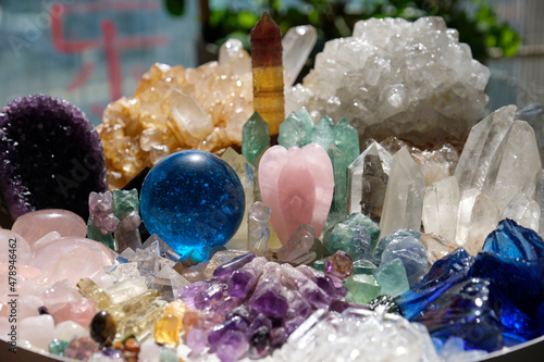 Closeup of various crystal stones

 photo