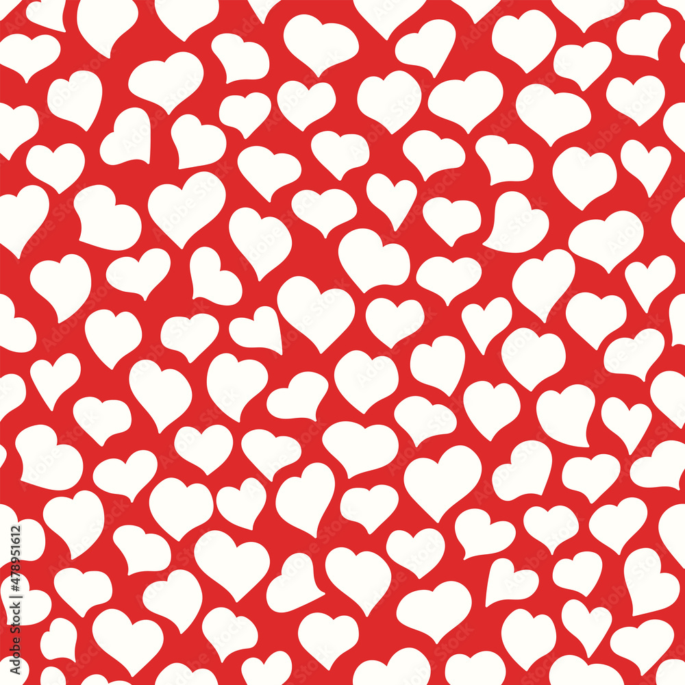 Cute hearts seamless pattern. Cartoon vector illustration. Colorful and playful print for Valentine day. Love and holidays gifts concept