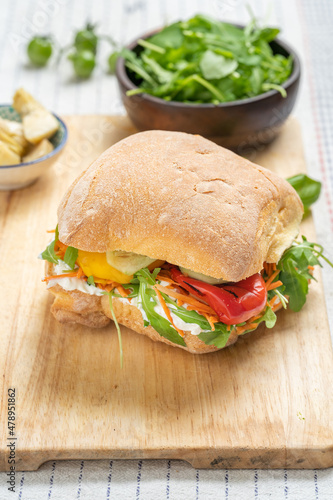 Home made sandwich with vegetables photo