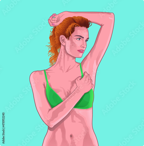 Beautiful woman with clean and save armpit vector illustration.