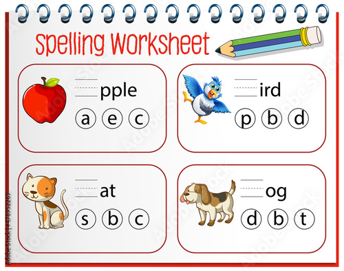 Spelling worksheet template for kids
