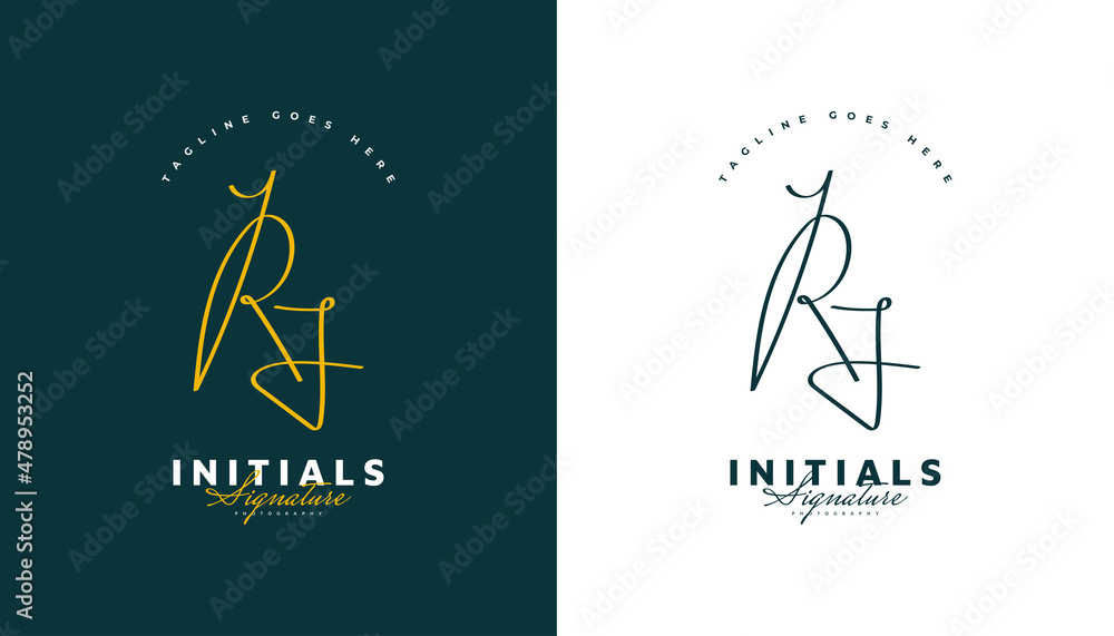 Initial R and J Logo Design with Elegant Handwriting Style. RJ