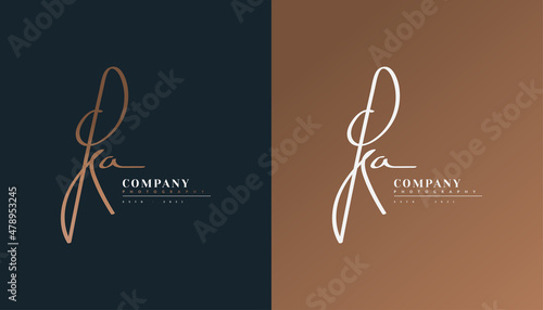Initial K and A Logo Design with Elegant Handwriting Style. KA Signature Logo or Symbol for Business Identity photo