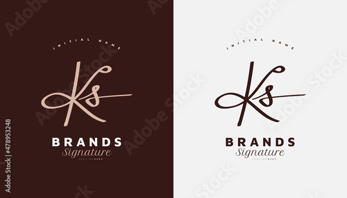 Initial K and S Logo Design with Elegant Handwriting Style. KS Signature Logo or Symbol for Business Identity