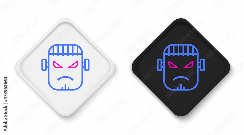 Line Scary monster - Frankenstein face icon isolated on white background. Happy Halloween party. Colorful outline concept. Vector Line Scary monster - Frankenstein face icon isolated on white background. Happy Halloween party. Colorful outline concept. Vector
