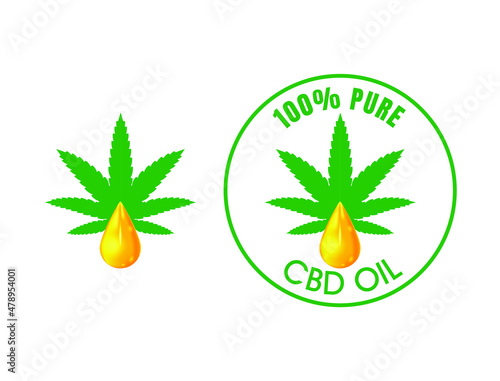 cannabis leaf and CBD oil  vector illustration