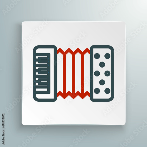 Line Musical instrument accordion icon isolated on white background. Classical bayan, harmonic. Colorful outline concept. Vector