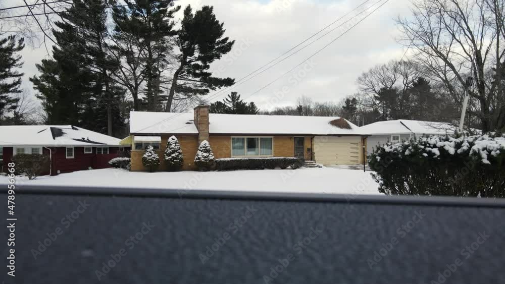 Soft snowfall as seen from the bed of a parked truck. Soft snowfall as seen from the bed of a parked truck.