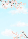 桜のある風景＆青空（縦位置）／Landscape with cherry blossoms blue sky (vertical position)